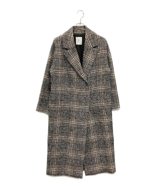1er Arrondissement（プルミエ アロンディスモン）1er Arrondissement (プルミエ アロンディスモン) チェックロングコート ホワイト×ブラック サイズ:36の古着・服飾アイテム