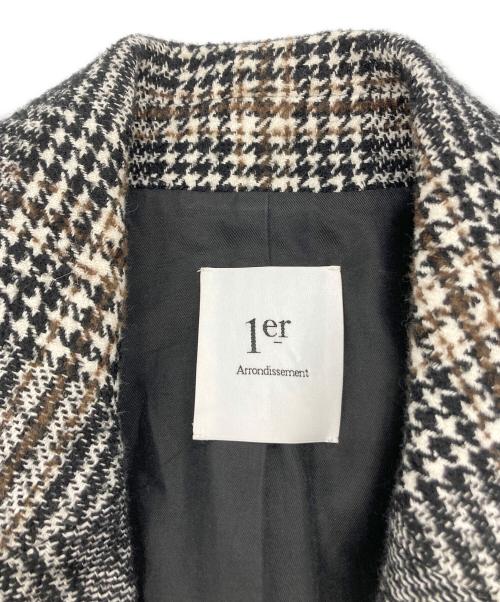 1er Arrondissement（プルミエ アロンディスモン）1er Arrondissement (プルミエ アロンディスモン) チェックロングコート ホワイト×ブラック サイズ:36の古着・服飾アイテム