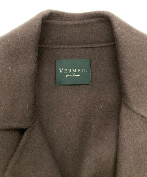 VERMEIL par iena（ヴェルメイユ パー イエナ）VERMEIL par iena (ヴェルメイユ パー イエナ) Super100’ダブルフェイス クルーネックコート ブラウン サイズ:36の古着・服飾アイテム