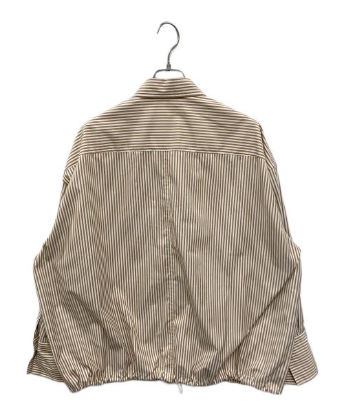 Spick and Span（スピックアンドスパン）Spick and Span (スピックアンドスパン) シーオー ピーイーストライプヘムギャザーシャツ ベージュ×ホワイト サイズ:FREEの古着・服飾アイテム