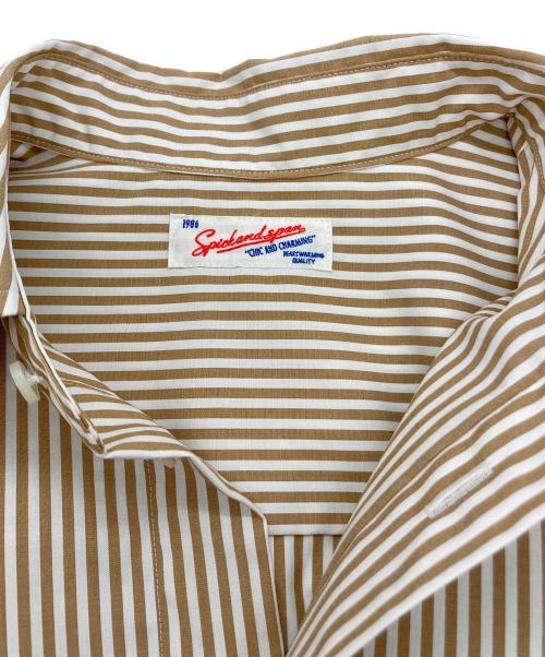 Spick and Span（スピックアンドスパン）Spick and Span (スピックアンドスパン) シーオー ピーイーストライプヘムギャザーシャツ ベージュ×ホワイト サイズ:FREEの古着・服飾アイテム