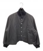 Y'sワイズ）の古着「ストライプショートジャケット」｜ブラック