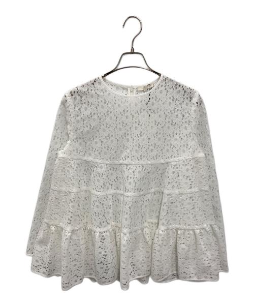 YORI（ヨリ）yori (ヨリ) フロッキーレースティアードブラウス ホワイト サイズ:36 未使用品の古着・服飾アイテム