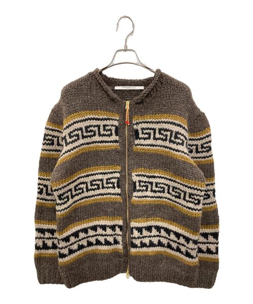 JOURNAL STANDARD（ジャーナルスタンダード）JOURNAL STANDARD (ジャーナルスタンダード) ネイティブパターン ハンドニット ブルゾン ブラウン サイズ:Lの古着・服飾アイテム