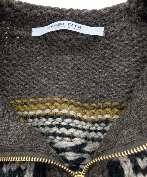 JOURNAL STANDARD（ジャーナルスタンダード）JOURNAL STANDARD (ジャーナルスタンダード) ネイティブパターン ハンドニット ブルゾン ブラウン サイズ:Lの古着・服飾アイテム