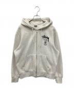 stussyステューシー）の古着「ワールドツアージップパーカー」｜グレー