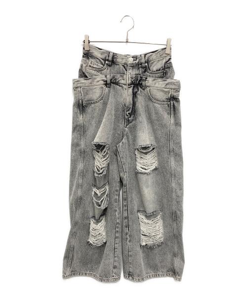 THE TOE（ザ・トゥー）THE TOE (ザ・トゥー) Lexington Double Belt Denim Pants ブラック サイズ:XSの古着・服飾アイテム