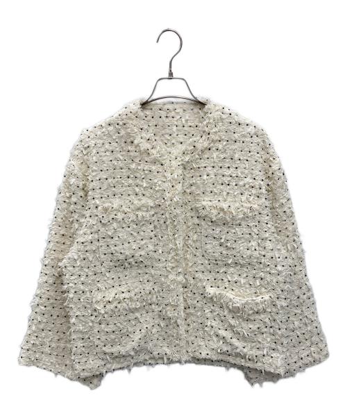 cygne（シーニュ）cygne (シーニュ) ツイードジャケット Xavier ホワイト×ブラック サイズ:FREEの古着・服飾アイテム