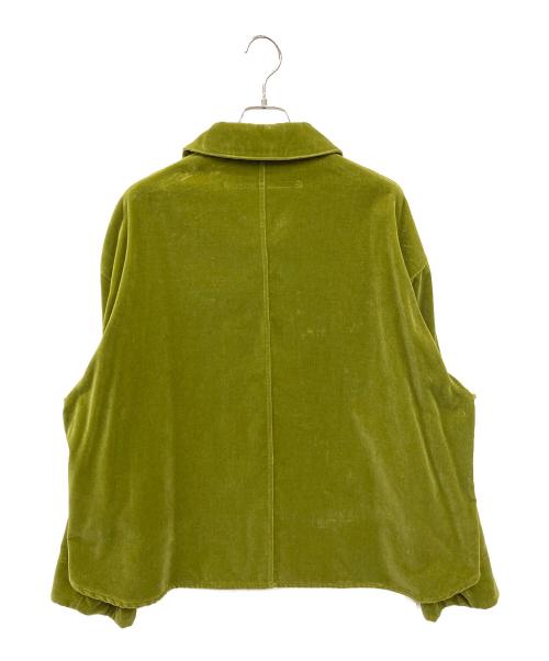 My Beautiful Landlet（マイビューティフルランドレット）My Beautiful Landlet (マイビューティフルランドレット) VELVET USED FINISH OVERSIZE SHIRT JACKET グリーンの古着・服飾アイテム