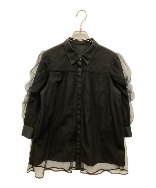 ANAYI（アナイ）ANAYI (アナイ) アナイ ブロードXチュールパフ袖 ブラウス ブラック サイズ:38の古着・服飾アイテム