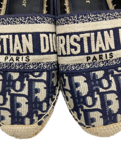 Christian Dior（クリスチャン ディオール）Christian Dior (クリスチャン ディオール) Granville エスパドリーユ オブリーク エンブロイダリー ネイビー サイズ:36 1/2Dの古着・服飾アイテム