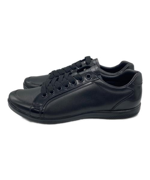 PRADA（プラダ）PRADA (プラダ) レザーローカットスニーカー ブラック サイズ:SIZE 8の古着・服飾アイテム