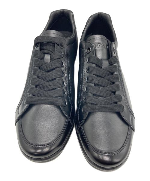 PRADA（プラダ）PRADA (プラダ) レザーローカットスニーカー ブラック サイズ:SIZE 8の古着・服飾アイテム