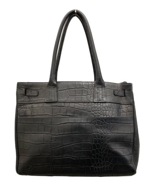 M.U.L.（エムユーエル）M.U.L. (エムユーエル) STUDトートM  クロコ型押しレザートートバッグ ブラックの古着・服飾アイテム