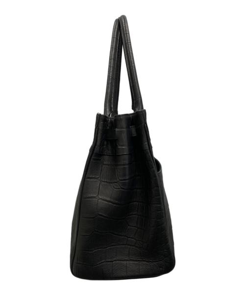 M.U.L.（エムユーエル）M.U.L. (エムユーエル) STUDトートM  クロコ型押しレザートートバッグ ブラックの古着・服飾アイテム