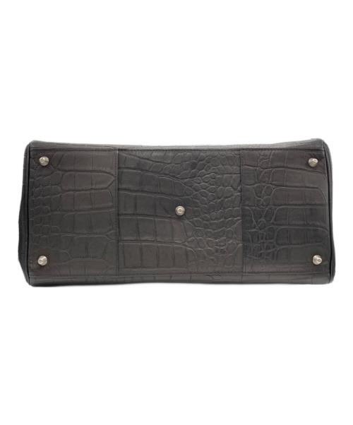 M.U.L.（エムユーエル）M.U.L. (エムユーエル) STUDトートM  クロコ型押しレザートートバッグ ブラックの古着・服飾アイテム