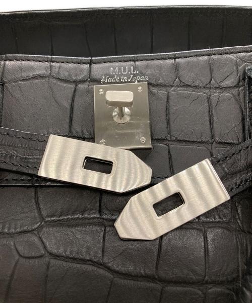 M.U.L.（エムユーエル）M.U.L. (エムユーエル) STUDトートM  クロコ型押しレザートートバッグ ブラックの古着・服飾アイテム