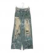 MAISON SPECIALメゾンスペシャル）の古着「Denim Print Pants」｜インディゴ