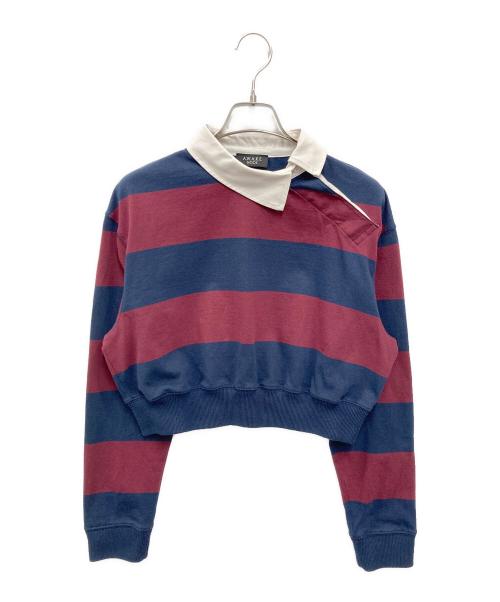 AWAKE MODE（アウェイク モード）AWAKE MODE (アウェイク モード) マルチオーガニックコットンツイストカラーラグビーシャツ ネイビー×レッド サイズ:XSの古着・服飾アイテム