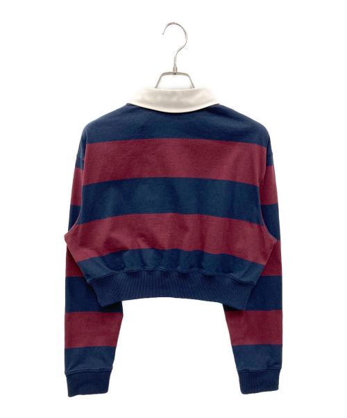 AWAKE MODE（アウェイク モード）AWAKE MODE (アウェイク モード) マルチオーガニックコットンツイストカラーラグビーシャツ ネイビー×レッド サイズ:XSの古着・服飾アイテム