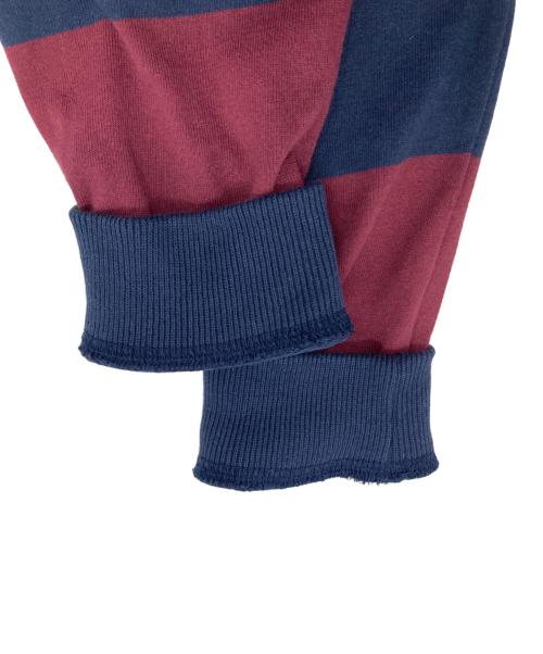 AWAKE MODE（アウェイク モード）AWAKE MODE (アウェイク モード) マルチオーガニックコットンツイストカラーラグビーシャツ ネイビー×レッド サイズ:XSの古着・服飾アイテム