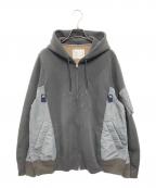 sacaiサカイ）の古着「Sponge Sweat x Nylon Twill Hoodie」｜グレー