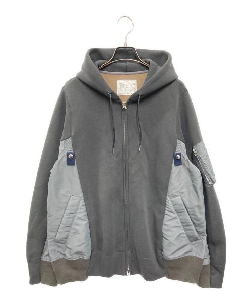 sacai（サカイ）sacai (サカイ) Sponge Sweat x Nylon Twill Hoodie グレー サイズ:4の古着・服飾アイテム