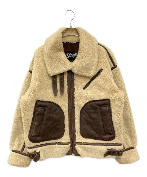 Schott（ショット）Schott (ショット) ボアフライトジャケット ベージュ サイズ:Mの古着・服飾アイテム