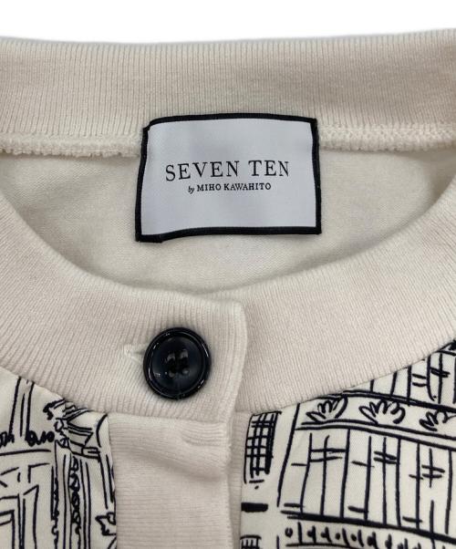 SEVEN TEN by MIHO KAWAHITO（セブン テン バイ ミホ カワヒト）SEVEN TEN by MIHO KAWAHITO (セブン テン バイ ミホ カワヒト) タウンプリントカーディガン アイボリー サイズ:Mの古着・服飾アイテム
