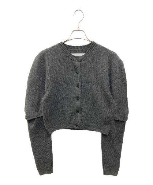 JANE SMITH（ジェーンスミス）JANE SMITH (ジェーンスミス) 7G BIG SHOULDER CREW CARDIGAN グレー サイズ:38の古着・服飾アイテム
