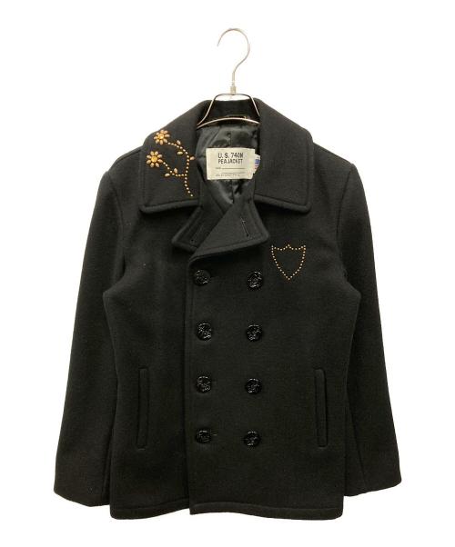 Schott（ショット）Schott (ショット) htc (エイチティーシー) スタッズPコート ブラック サイズ:36の古着・服飾アイテム