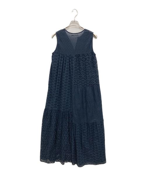 ne quittez pas（ヌキテパ）ne quittez pas (ヌキテパ) アイレットミックスマキシワンピース ネイビー サイズ:FREEの古着・服飾アイテム