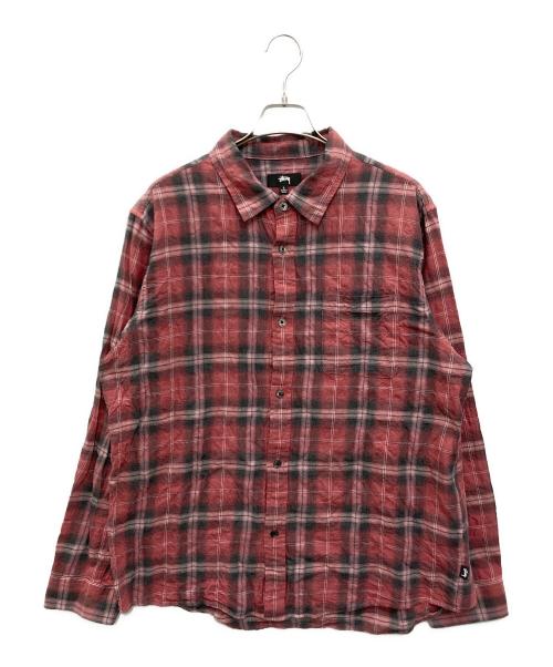 stussy（ステューシー）stussy (ステューシー) Beach Plaid Shirt レッド サイズ:Lの古着・服飾アイテム