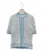 mameマメ）の古着「Landscape Graphic Sheer Knitted Crew Neck Top」｜ブルー