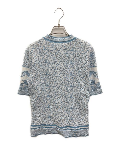mame（マメ）mame (マメ) Landscape Graphic Sheer Knitted Crew Neck Top ブルー サイズ:2の古着・服飾アイテム