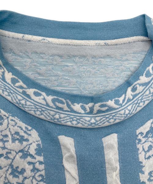 mame（マメ）mame (マメ) Landscape Graphic Sheer Knitted Crew Neck Top ブルー サイズ:2の古着・服飾アイテム