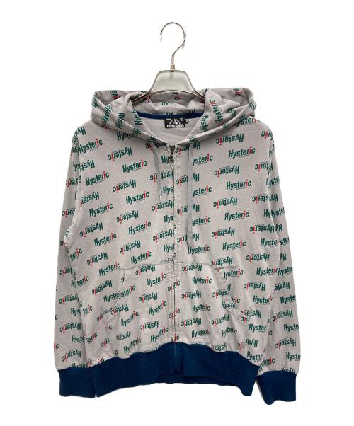 Hysteric Glamour（ヒステリックグラマー）Hysteric Glamour (ヒステリックグラマー) 総柄ジップパーカー グレー サイズ:Mの古着・服飾アイテム