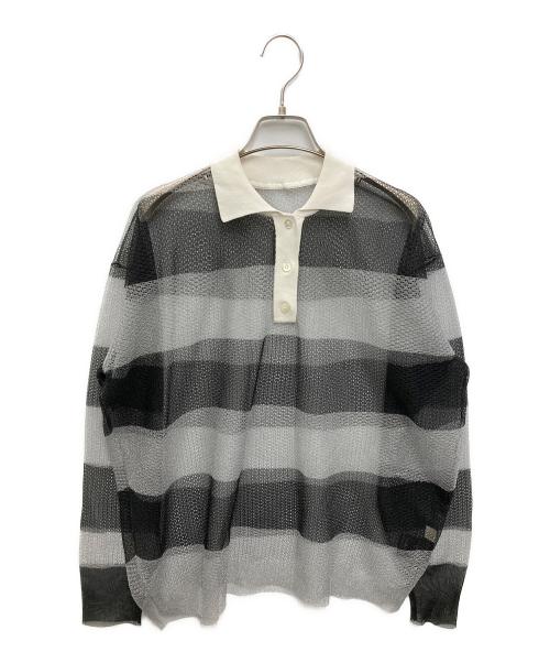 cygne（シーニュ）cygne (シーニュ) シースルーラガーシャツ グレー×ブラック サイズ:FREEの古着・服飾アイテム