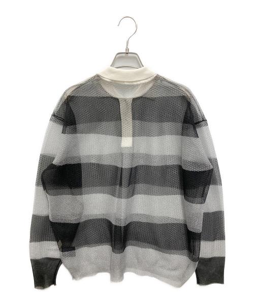 cygne（シーニュ）cygne (シーニュ) シースルーラガーシャツ グレー×ブラック サイズ:FREEの古着・服飾アイテム