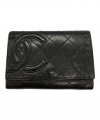 CHANELシャネル）の古着「CHANEL カンボン 2つ折り財布」｜ブラック