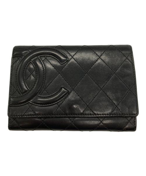 CHANEL（シャネル）CHANEL (シャネル) CHANEL カンボン 2つ折り財布 ブラックの古着・服飾アイテム