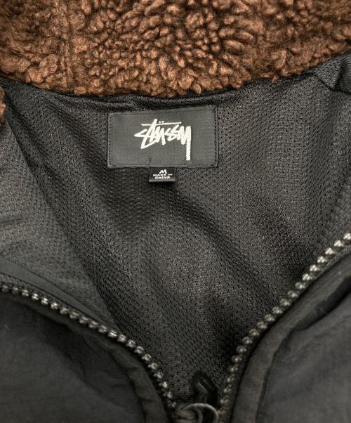 stussy（ステューシー）stussy (ステューシー) SHERPA PANELED HOODED JACKET ブラック×ブラウン サイズ:Mの古着・服飾アイテム