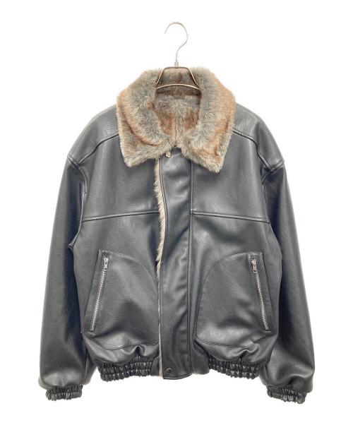 CAMPHOR WOOD（カンファーウッド）CAMPHOR WOOD (カンファーウッド) leather/fur faux reversible flight jacket ブラック サイズ:Mの古着・服飾アイテム