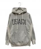 BONCOURAボンクラ）の古着「USAFA Reflector Print Loop Wheeled Hoodie」｜グレー