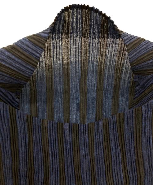 ISSEY MIYAKE FETE（イッセイミヤケフェット）ISSEY MIYAKE FETE (イッセイミヤケフェット) ストライププリーツカットソー ブラック×ネイビー サイズ:2の古着・服飾アイテム