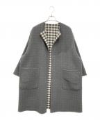 DRESSTERIORドレステリア）の古着「ウールチェックリバーシブルコート」｜グレー