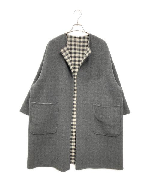 DRESSTERIOR（ドレステリア）DRESSTERIOR (ドレステリア) ウールチェックリバーシブルコート グレー サイズ:38の古着・服飾アイテム