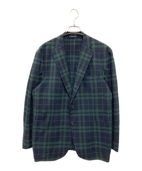 BROOKS BROTHERS（ブルックスブラザーズ）BROOKS BROTHERS (ブルックスブラザーズ) シアサッカー チェック 2Bジャケット ネイビー×グリーン サイズ:US 42Sの古着・服飾アイテム