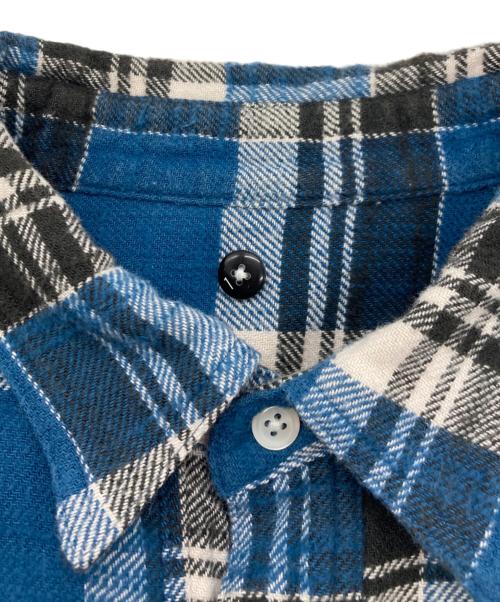 ISSUETHINGS（イシューシングス）ISSUETHINGS (イシューシングス) type66a ダメージ加工チェックネルシャツ ブルー サイズ:1の古着・服飾アイテム