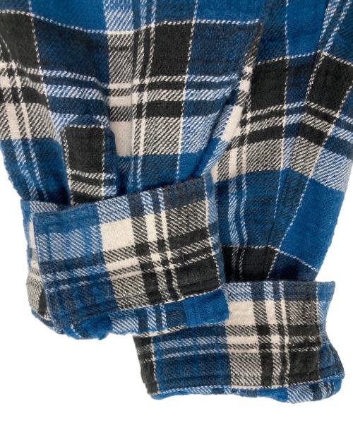 ISSUETHINGS（イシューシングス）ISSUETHINGS (イシューシングス) type66a ダメージ加工チェックネルシャツ ブルー サイズ:1の古着・服飾アイテム